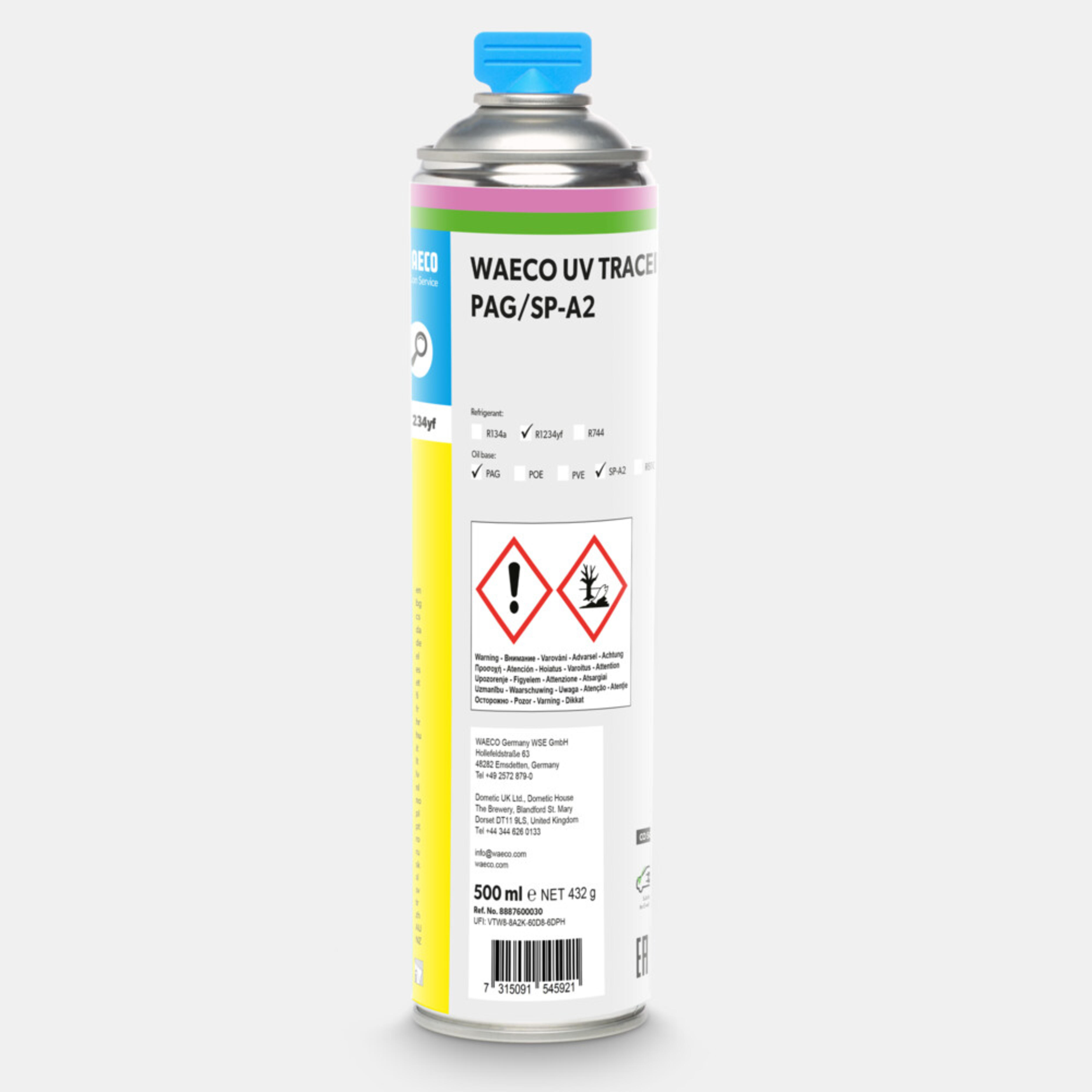 WAECO Tracer UV R1234yf - UV Tracer PAG / SPA2, R1234yf, ammattikäyttöön tarkoitettu öljyjärjestelmä, 500 ml