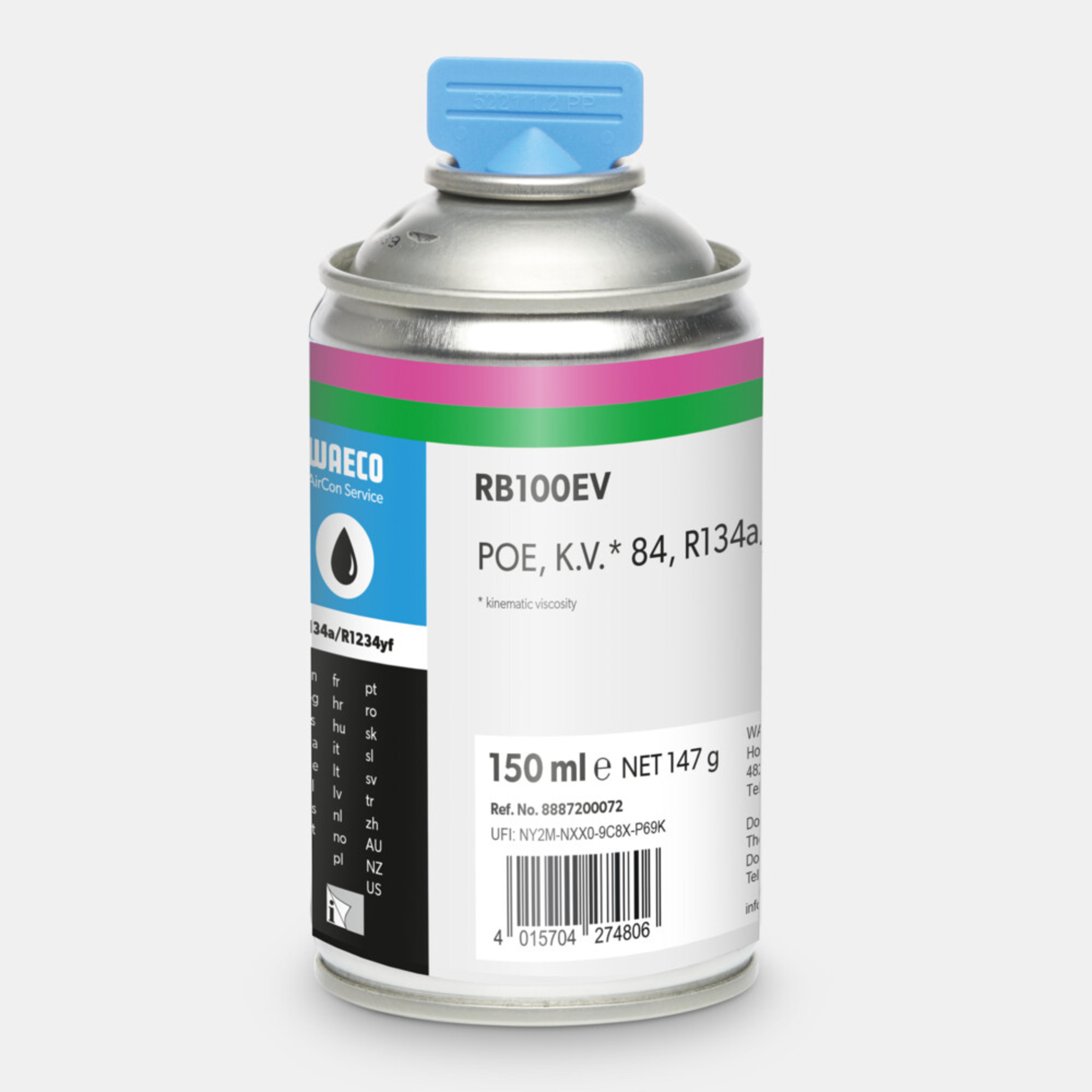 WAECO RB100EV - RB100EV POE olaj R134a-hoz és R1234yf-hez, profi olajrendszer, 150 ml